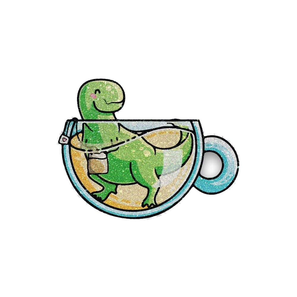 Tea Rex Glitter Sticker